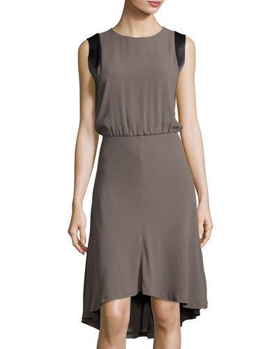 Round-neck Sleeveless Silk Dress,