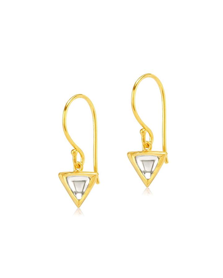 Kundan 18k Gold Diamond Triangle Drop Earrings