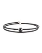 Black Cable Single-wrap Bangle Bracelet With Onyx