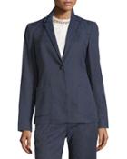 Damask-print One-button Jacket