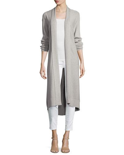 Ribbed-knit Duster Cardigan, Gray
