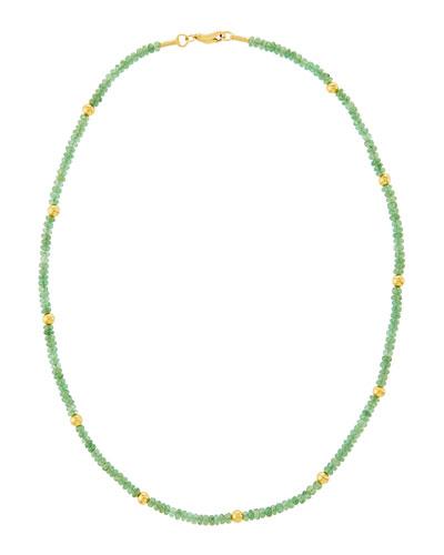 Gleam Rain 24k Beaded Emerald Necklace