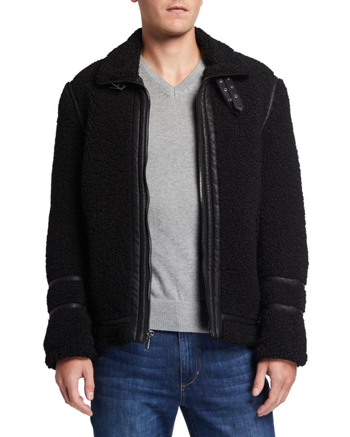 Men's Faux-sherpa Aviator Jacket W/