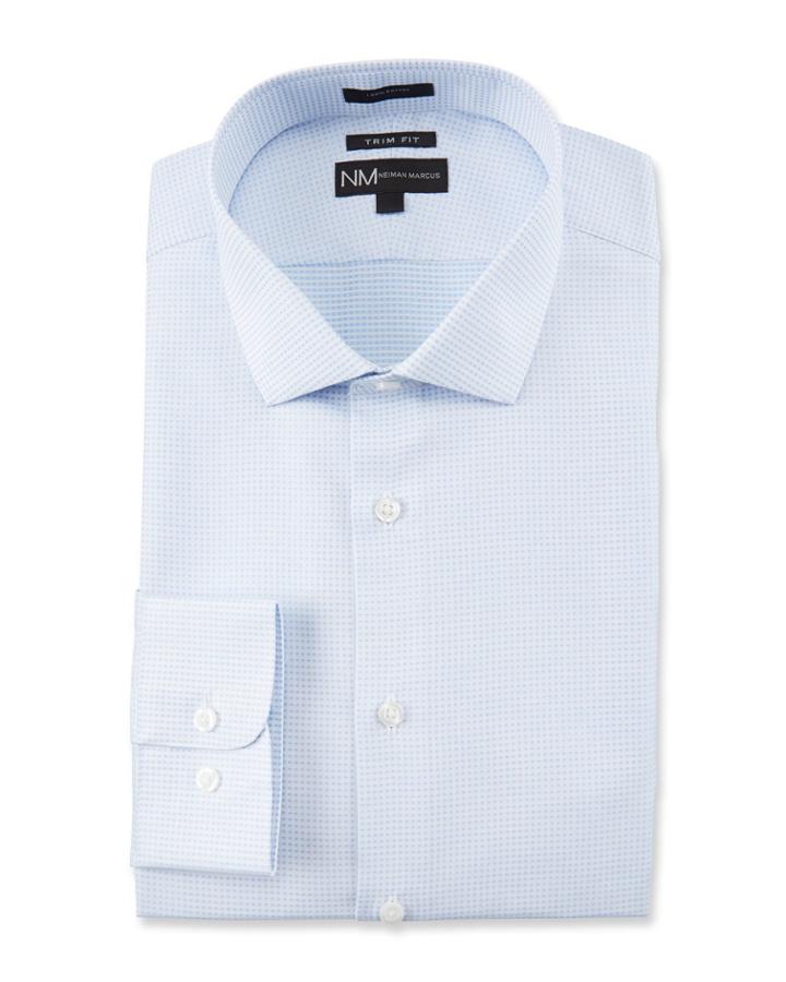 Men's Trim-fit Dot Textured Solid Dress