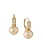 Cubic Zirconia & 10mm Pearl Drop Earrings, Golden