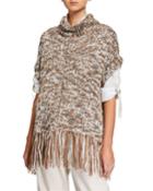 Dry Cotton Fringe Turtleneck Poncho
