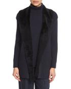 Long Cap-sleeve Vest W/ Fur Collar