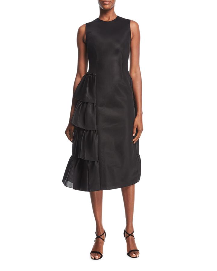 A-line Midi Dress With Tiered Ruffles