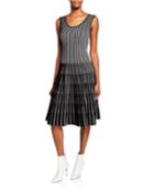 Sleeveless Striped Fit-and-flare Dress