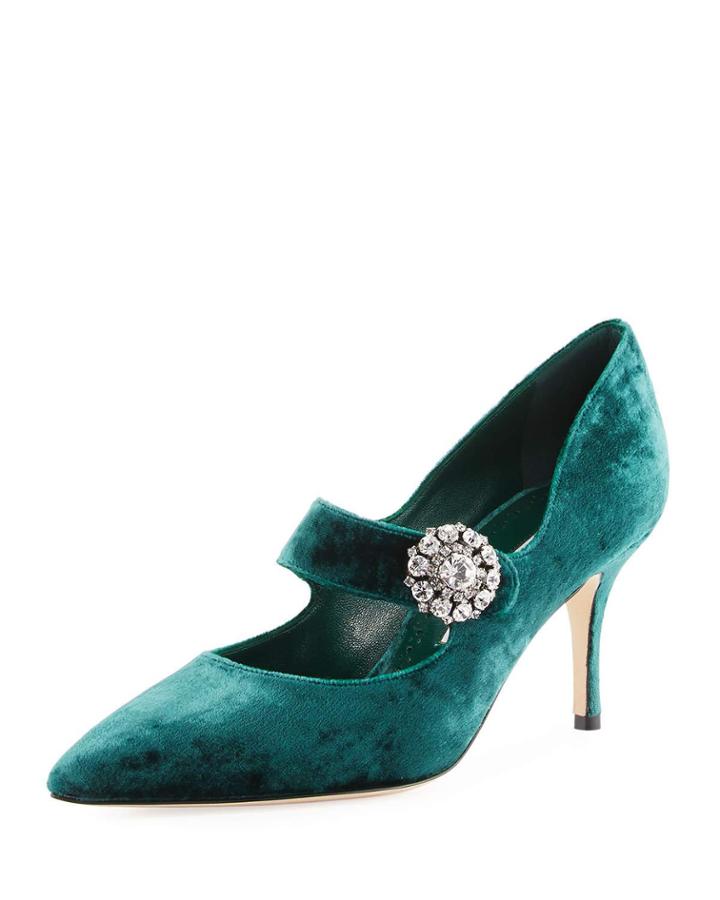 Verna Velvet Crystal-buckle