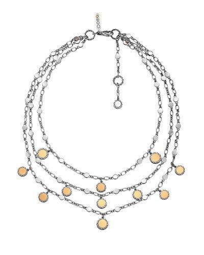 Dot 18k & Silver Triple-row Bib Necklace