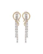 14k Two-tone Diamond Dangle Earrings