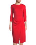 Long-sleeve Drape-waist Dress