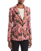 One-button Floral-jacquard Tailored Jacket