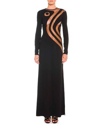 Silk Cady Gown With Swirly