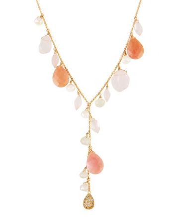 Beaded Peruvian Opal Y-drop Necklace