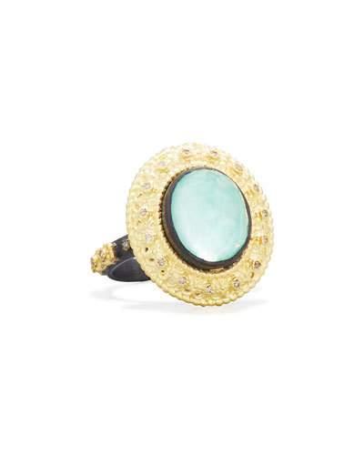 Old World Oval Turquoise Doublet & White Diamond