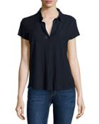 Short-sleeve Polo Top, Navy