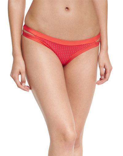 Neutra Perforated Hipster Swim Bottoms, Red