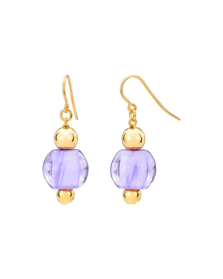 Mini Bead-drop Earrings, Purple