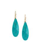 Linear Howlite Teardrop Earrings, Turquoise