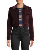 Clyde Cropped Velvet Zip-front Trucker Jacket