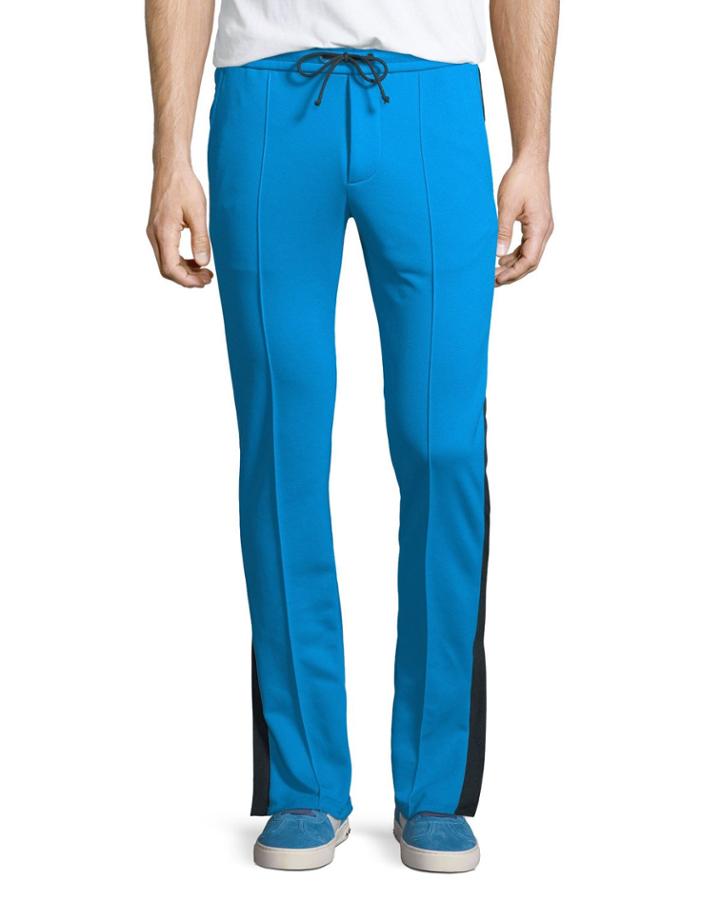 Contrast-trim Drawstring-waist Track Pants