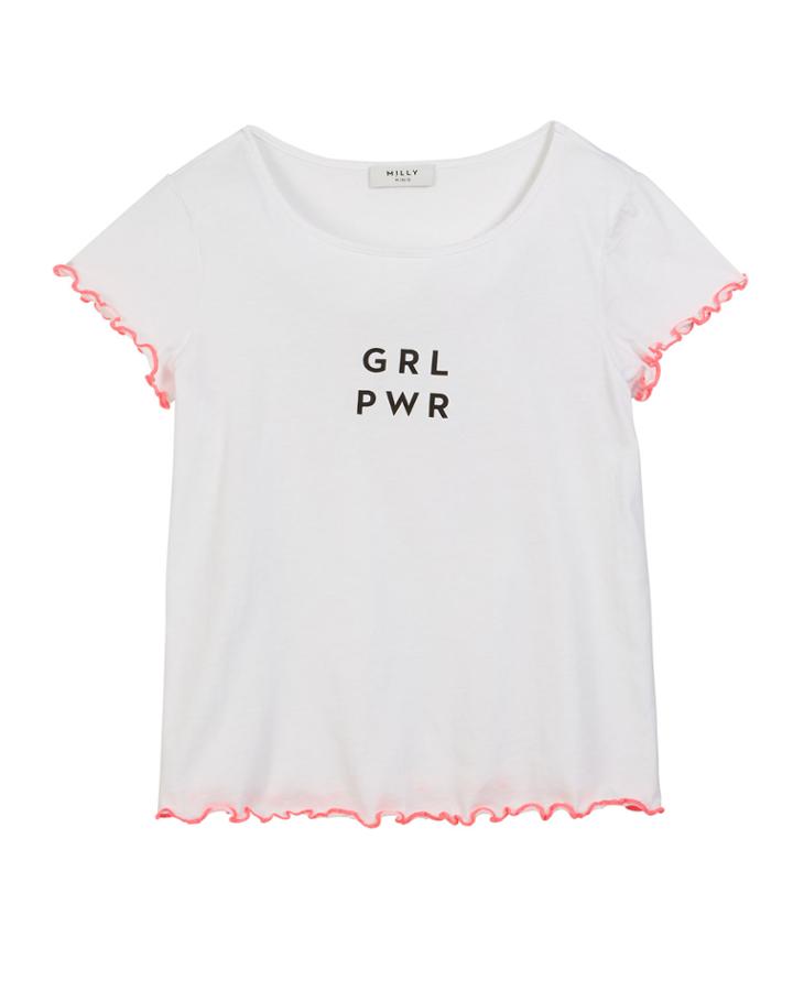Grl Pwr Graphic Tee W/ Ruffle Tipping,