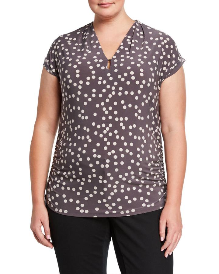 Plus Size Polka Dot-print Side