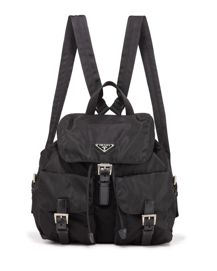 Nylon Double-buckle Pocket Backpack