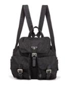 Nylon Double-buckle Pocket Backpack