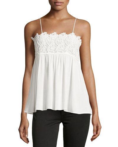 Lace Embroidered Tank, White