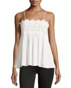 Lace Embroidered Tank, White
