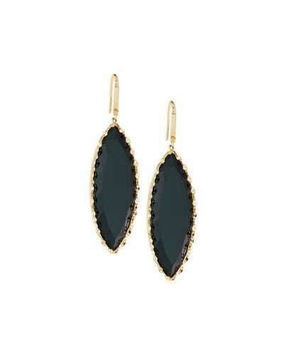 14k Midnight Marquise Drop Earrings, Green