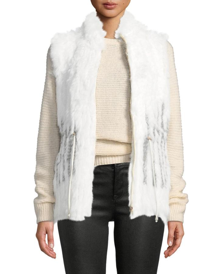 Anorak Zip-front Fur Vest W/ Contrast