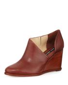 Edie Leather Half-d'orsay Wedge Bootie