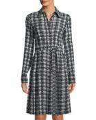 Pleated Houndstooth Georgette