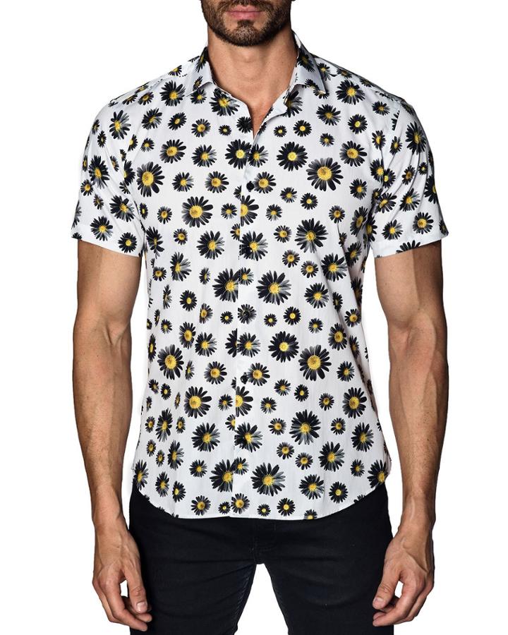 Men's Semi-fitted Daisy Print Short-sleeve