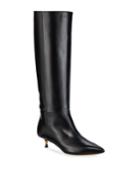 Leather Kitten Heel Knee Boots
