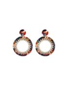 Lucite Circle-drop Earrings W/ Crystals
