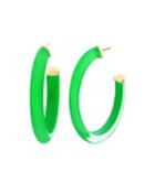 Oval Lucite Hoop Earrings, Green