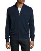 Cashmere Front-zip Mock-neck Sweater Cardigan