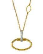18k Classica Oval & Diamond Necklace, Gold/white