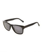 Oliver Peoples Studded Square Polarized Sunglasses, Black,