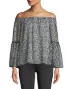 Sado Off-the-shoulder Floral Bell-sleeve Blouse