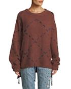 Stitched Balloon-sleeve Oversized