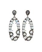 Moonstone Open-drop Earrings W/ Diamonds