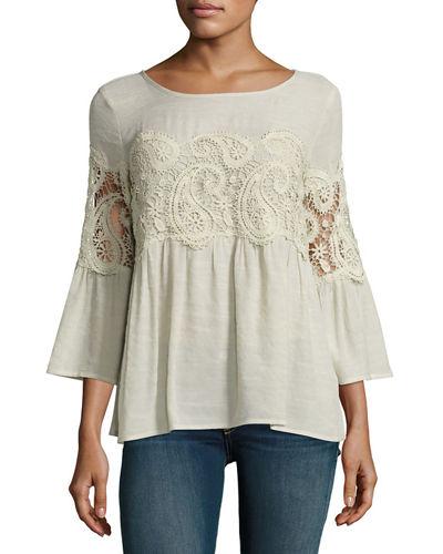 3/4-sleeve Lace-inset Tunic