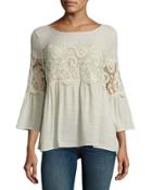 3/4-sleeve Lace-inset Tunic