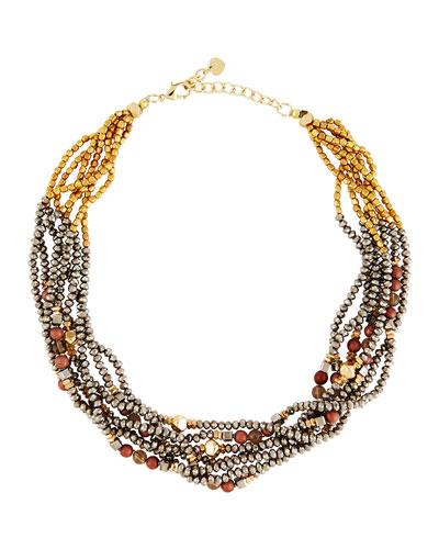Chunky Beaded Torsade Statement Necklace,